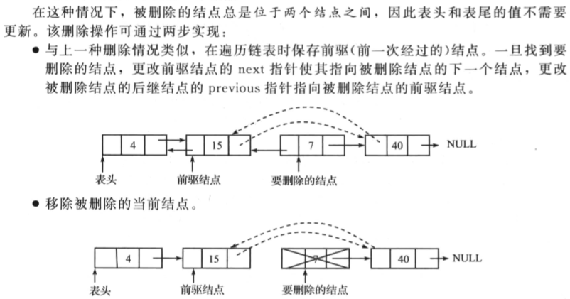 删除双向链表中间的一个节点